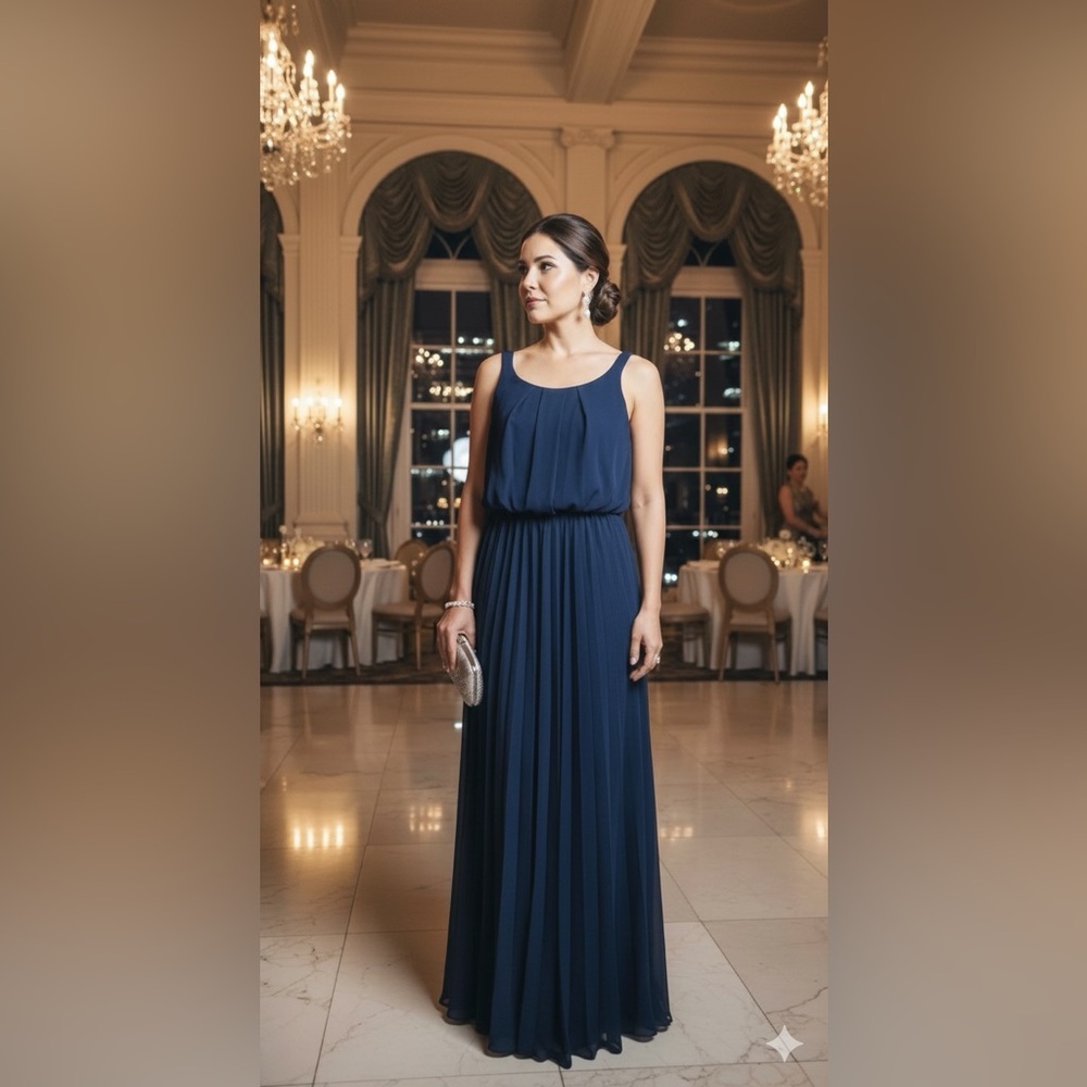 B Darlin Blue Off Shoulder Maxi Sundress